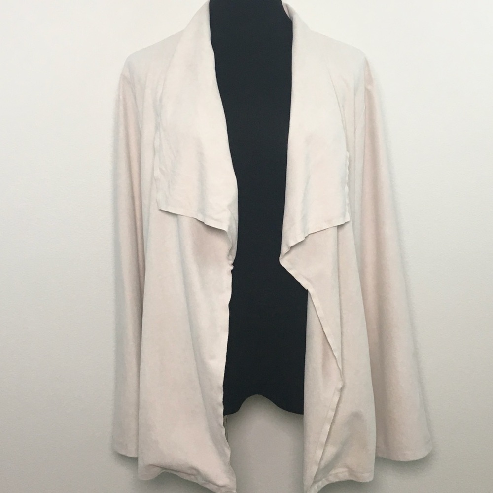 Cream Open Front Waterfall Cardigan - Picture 3 of 10
